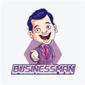 Friendly Businessman Wear Purple Suit Color Logo Illustration