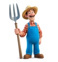 Friendly cartoon farmer with pitchfork