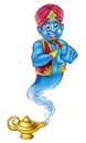 Friendly Cartoon Pointing Genie