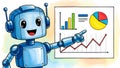 Robot Analytics AI Data Analysis, Chart Presentation, Automation Royalty Free Stock Photo