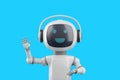Friendly cartoon style chat robot waving hello. 3d illustration