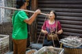 Friendly chat on the street market