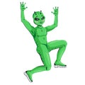 Friendly cheerful alien green man character, cartoon flat vector illustration isolated.
