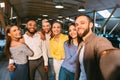 Friendly colleagues taking selfie at coffee break Royalty Free Stock Photo