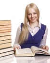 Friendly College student girl with books