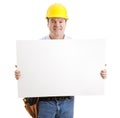 Friendly Construction Worker with Sign Royalty Free Stock Photo