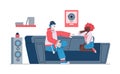 Friendly conversation - people have dialog, sketch vector illustration isolated. Royalty Free Stock Photo