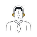 Friendly Customer Service Representative Ready to Assist - Doodle style with an editable stroke Royalty Free Stock Photo