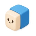 Cute Happy Face Cube Icon 3D Illustration Royalty Free Stock Photo