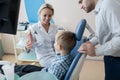 Friendly Dentist Working with Little Kid in Clinic Royalty Free Stock Photo