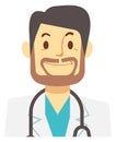 Friendly doctor avatar. Cartoon smiling man character