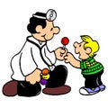 Friendly doctor examine boy cartoon
