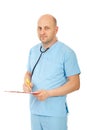 Friendly doctor writing clipboard Royalty Free Stock Photo