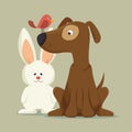 friendly dog bunny bird mascot