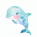 Friendly dolphin watercolor