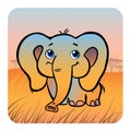 Friendly elephant in savanna