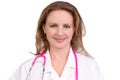 Friendly Female Doctor with Pink Stethoscope Royalty Free Stock Photo