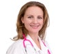 Friendly Female Doctor with Pink Stethoscope Royalty Free Stock Photo