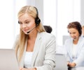 Friendly female helpline operator