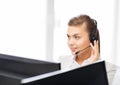 Friendly female helpline operator Royalty Free Stock Photo