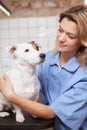 Friendly female veterenarian working at her clinic