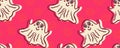 Friendly flying Halloween ghosts pink white kids Royalty Free Stock Photo