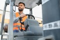 friendly forklift driver at work Royalty Free Stock Photo