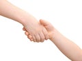 Friendly handshake two children