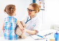 Friendly happy doctor pediatrician with patient child girl Royalty Free Stock Photo