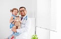 Friendly happy male doctor pediatrician with patient child girl Royalty Free Stock Photo