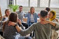 Friendly happy people in the club of anonymous alcoholics Royalty Free Stock Photo