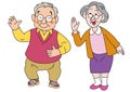 A friendly and healthy elderly couple who smiles and greets cheerfully