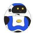 Friendly humanoid robot assistant linear flat color vector character avatar Royalty Free Stock Photo