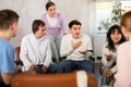 Interested young student taking part in group discussion Royalty Free Stock Photo