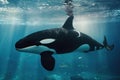 Friendly Killer Whale in Underwater Viewing Tank Royalty Free Stock Photo