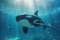 Friendly Killer Whale in Underwater Viewing Tank Royalty Free Stock Photo