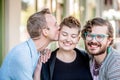 Friendly Kiss Among Friends Royalty Free Stock Photo