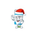 Friendly medical bottle Santa cartoon character design with ok finger