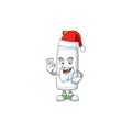 Friendly milk bottle Santa cartoon character design with ok finger