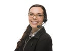 Friendly Mixed Race Receptionist Wearing Phone Head Set Royalty Free Stock Photo