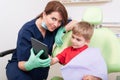 Friendly and modern dentist woman good with kids