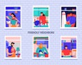 Friendly Neighbors Windows Illustration Royalty Free Stock Photo