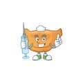 Friendly Nurse cornes de gazelle mascot design style using syringe