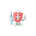 Friendly Nurse medical shield mascot design style using syringe Royalty Free Stock Photo