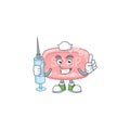 Friendly Nurse pink soap mascot design style using syringe
