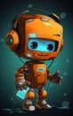 Friendly Orange Robotic Character Illustration