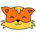 The friendly orange weasel head smiled. doodle icon drawing