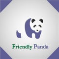 Friendly Panda silhouette icon logo