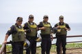 Friendly Peruvian police men smiling in Miraflores