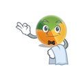 Friendly pie chart Character stand as a Waiter character Royalty Free Stock Photo